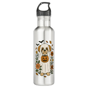 Halloween Shih Tzu with Fall Flowers 710 Ml Water Bottle