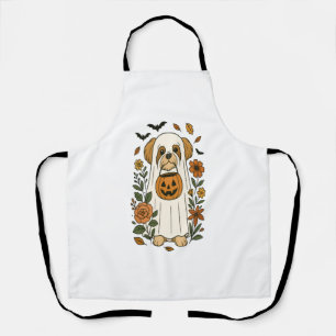 Halloween Shih Tzu with Fall Flowers Apron