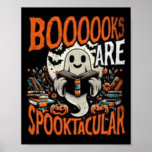 Halloween Shirt Book Lover Design Ghost With Books Poster