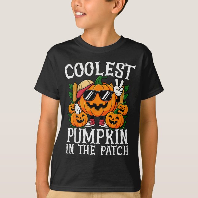 Halloween Shirt Boys Girls Kids Coolest Pumpkin In (Front)