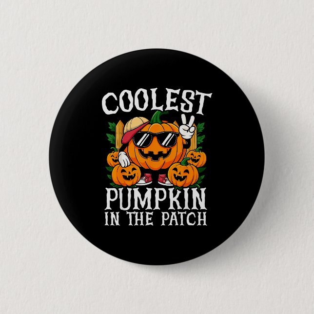 Halloween Shirt Boys Girls Kids Coolest Pumpkin In 6 Cm Round Badge (Front)