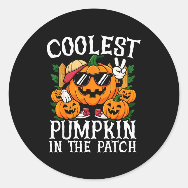 Halloween Shirt Boys Girls Kids Coolest Pumpkin In Classic Round Sticker (Front)