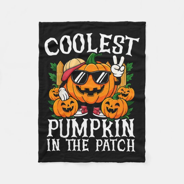 Halloween Shirt Boys Girls Kids Coolest Pumpkin In Fleece Blanket (Front)