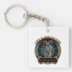 Halloween Shirt Dancing Skeleton Tee Coffee Ad Key Ring
