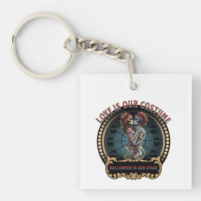 Halloween Shirt | Dancing Skeleton Tee | Coffee Ad Key Ring (Front)