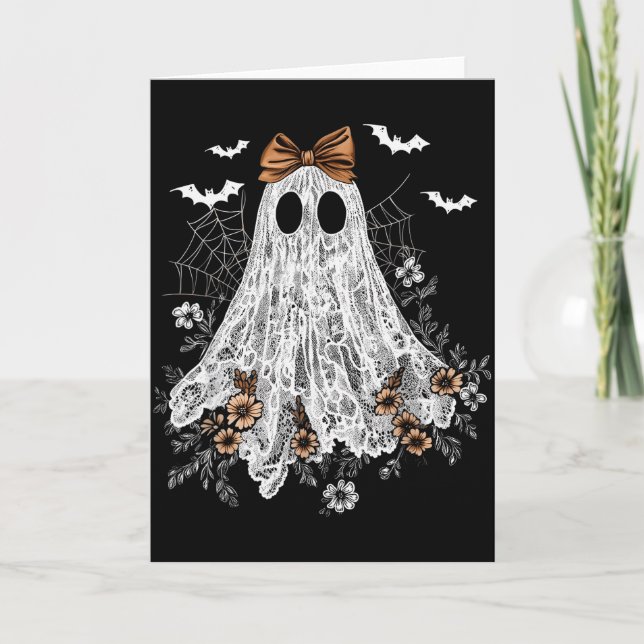 Halloween Shirt Floral Ghost Halloween Costume Gir Card (Front)