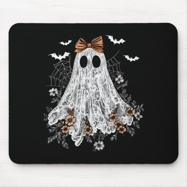 Halloween Shirt Floral Ghost Halloween Costume Gir Mouse Mat (Front)