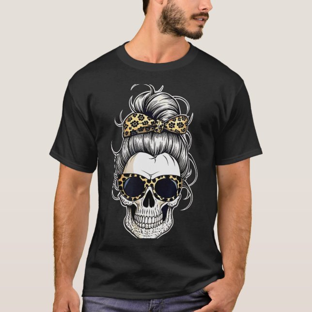Halloween Shirt For Women Skull , Leopard  (Front)