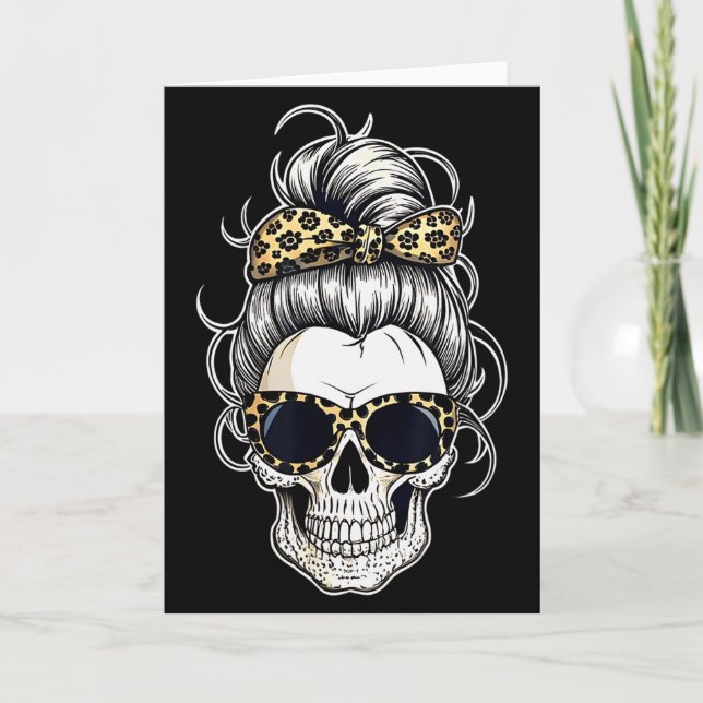 Halloween Shirt For Women Skull , Leopard  Card (Front)