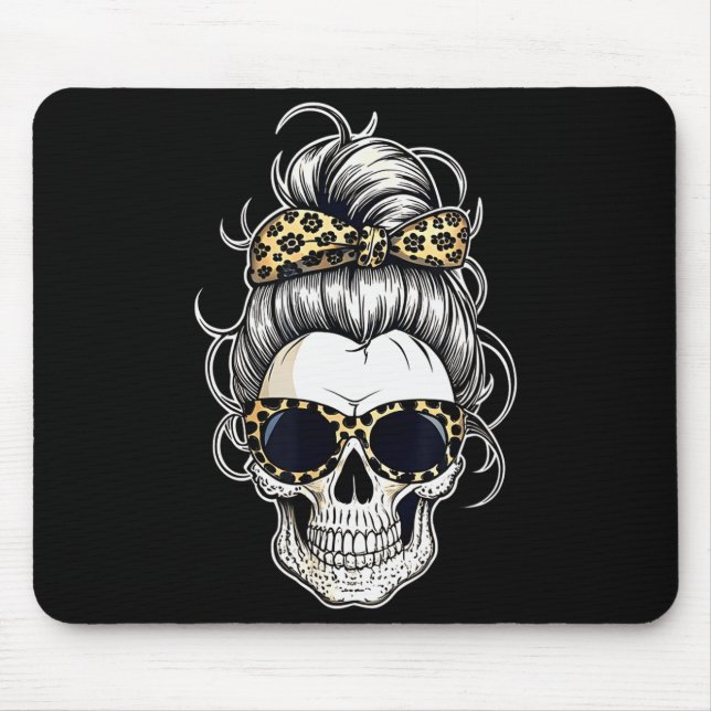 Halloween Shirt For Women Skull , Leopard  Mouse Mat (Front)