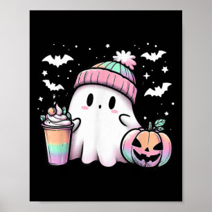 Halloween Shirt Funny Ghost Coffee Spooky Season H Poster