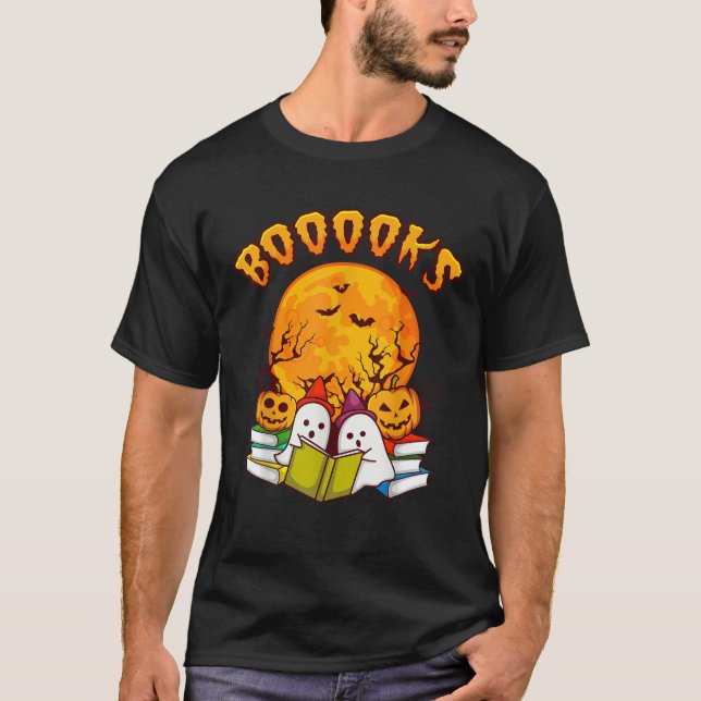 Halloween Shirt Funny Men BOOOOKS GHOST Book Gift  (Front)