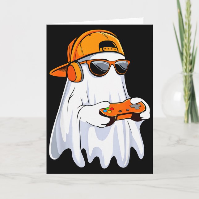 Halloween Shirt Ghost Gamer Video Gaming Boys Men  Card (Front)