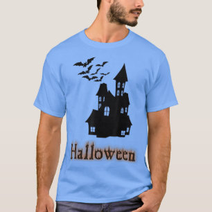 Halloween Shirt Haunted House and Bats Happy Hallo