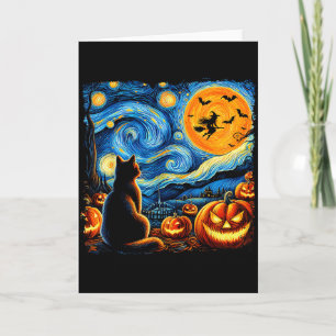 Halloween Shirt Men Women Black Cat Pumpkins Bats  Card