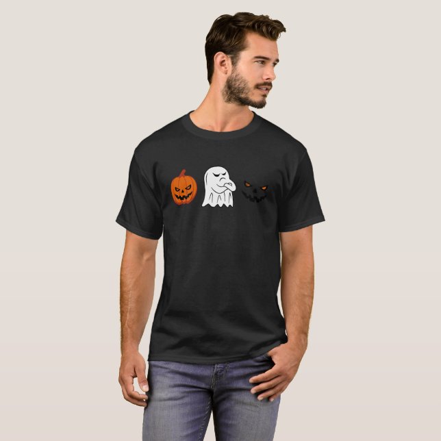Halloween Shirt Men Women Cute Ghost Pumpkin (Front Full)