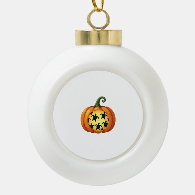 Halloween Shirt Pumpkin Turtle Sea Halloween Costu Ceramic Ball Christmas Ornament (Front)