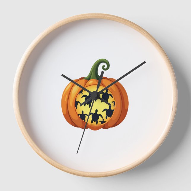 Halloween Shirt Pumpkin Turtle Sea Halloween Costu Clock (Front)