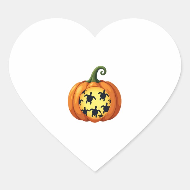 Halloween Shirt Pumpkin Turtle Sea Halloween Costu Heart Sticker (Front)
