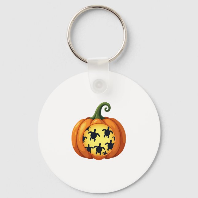 Halloween Shirt Pumpkin Turtle Sea Halloween Costu Key Ring (Front)