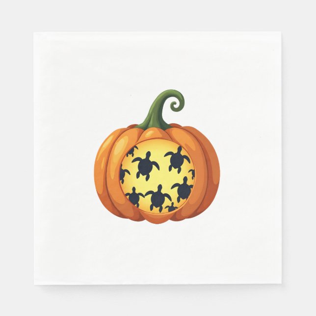 Halloween Shirt Pumpkin Turtle Sea Halloween Costu Napkin (Front)