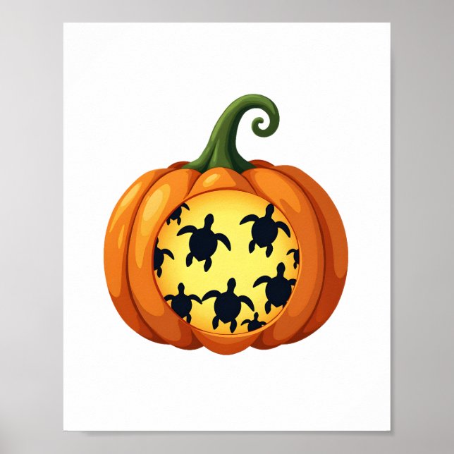 Halloween Shirt Pumpkin Turtle Sea Halloween Costu Poster (Front)