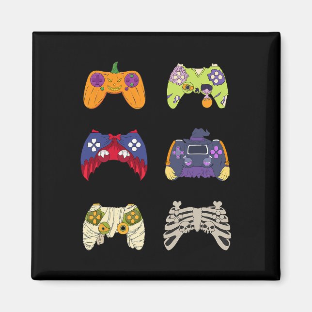 Halloween Shirt Skeleton Zombie Gaming Controllers Magnet (Front)
