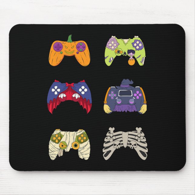 Halloween Shirt Skeleton Zombie Gaming Controllers Mouse Mat (Front)