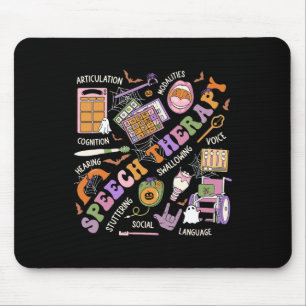 Halloween Shirt Speech Therapy Halloween Cute Ghos Mouse Mat