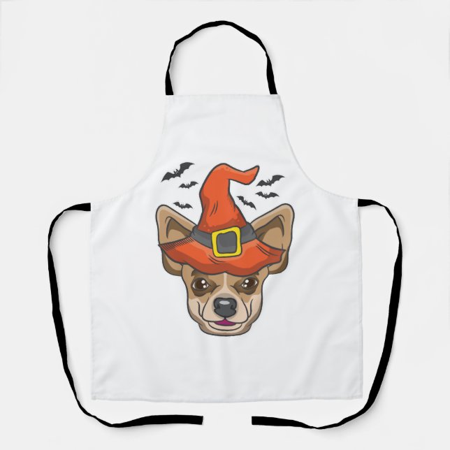 Halloween Shirt Witch Chihuahua Costume Gift Apron (Front)