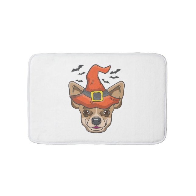 Halloween Shirt Witch Chihuahua Costume Gift Bath Mat (Front)