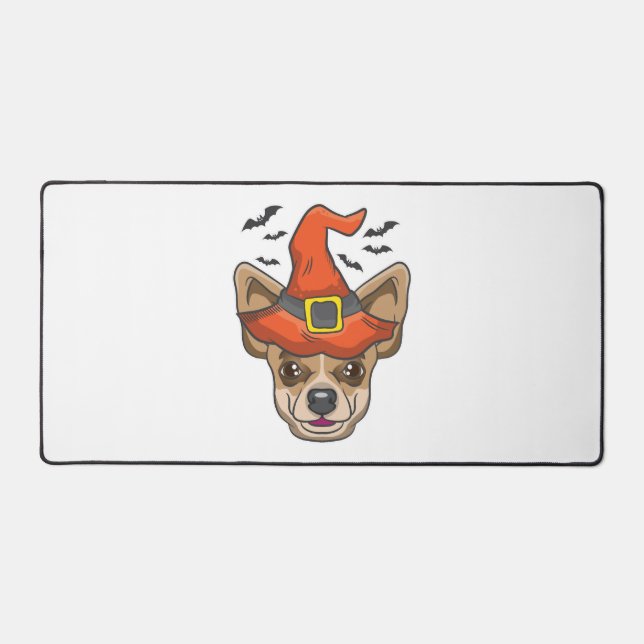 Halloween Shirt Witch Chihuahua Costume Gift Desk Mat (Front)