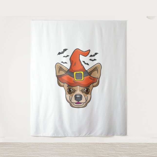 Halloween Shirt Witch Chihuahua Costume Gift Tapestry (Front)