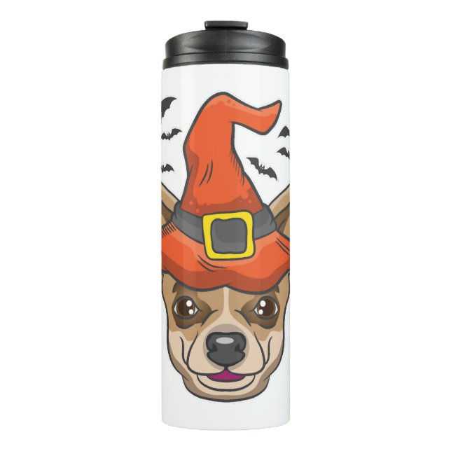 Halloween Shirt Witch Chihuahua Costume Gift Thermal Tumbler (Front)