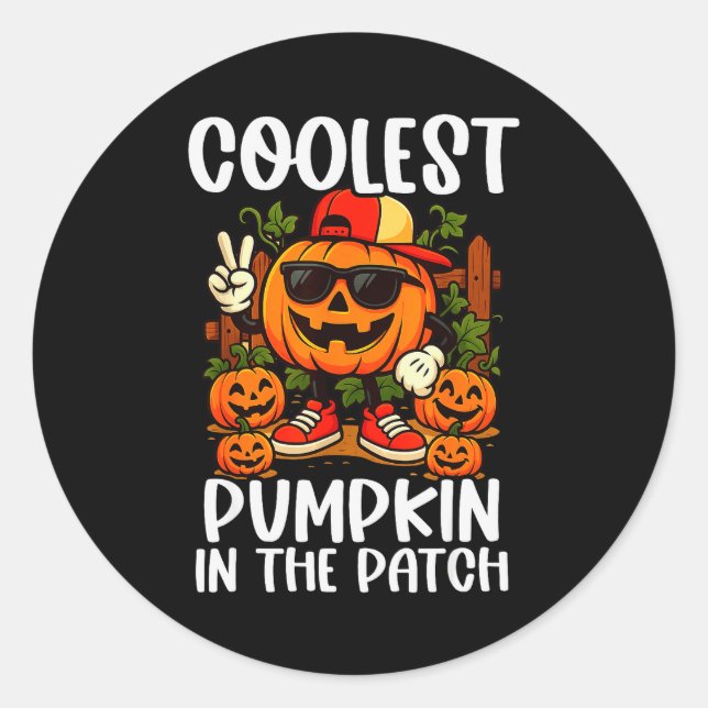 Halloween Shirts Boys And Kids Coolest Pumpkin In  Classic Round Sticker (Front)