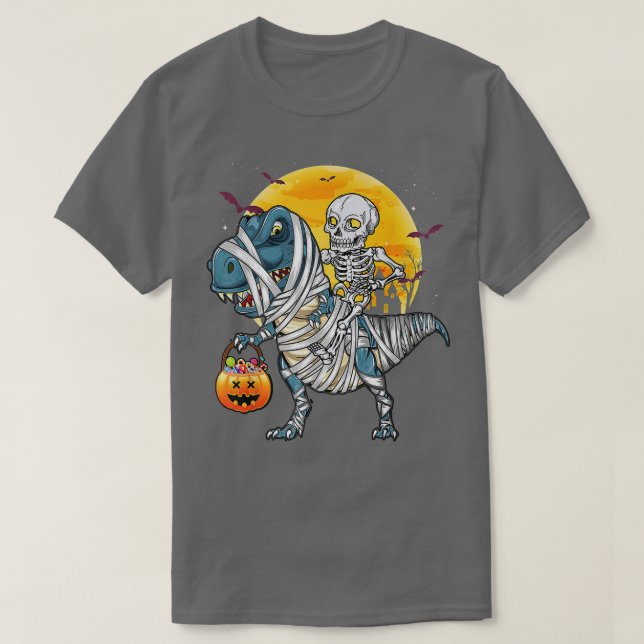 Halloween shirts for BoysDinosaur Skeleton T rex S (Design Front)
