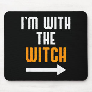 Halloween Shirts For Men I'm With The Witch Funny  Mouse Mat