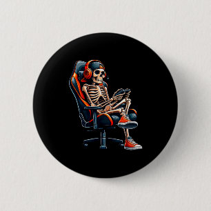 Halloween Shirts Skeleton Gamer Video Gaming Boys 6 Cm Round Badge
