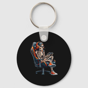 Halloween Shirts Skeleton Gamer Video Gaming Boys Key Ring