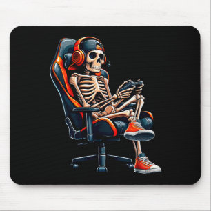 Halloween Shirts Skeleton Gamer Video Gaming Boys Mouse Mat