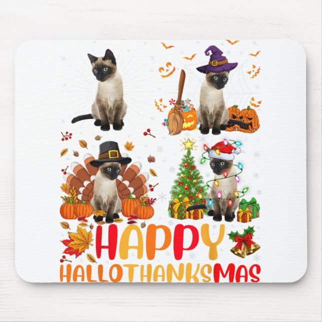 Halloween Shirts Women Men Kids Halloween Black Ca Mouse Mat (Front)