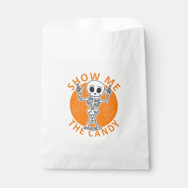 Halloween Show Me The Candy Skeleton Favour Bags (Front)