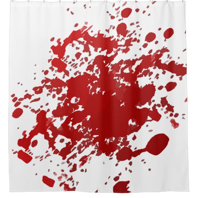 Halloween shower curtain blood splatter red white (Front)
