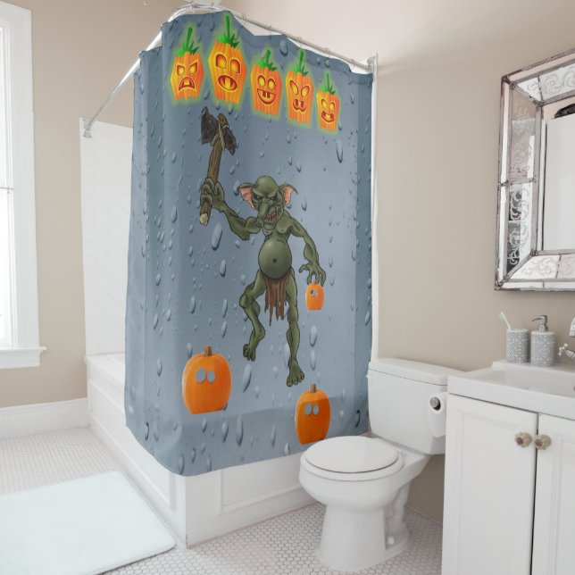 Halloween Shower Curtain, Goblin Curtain (In Situ)