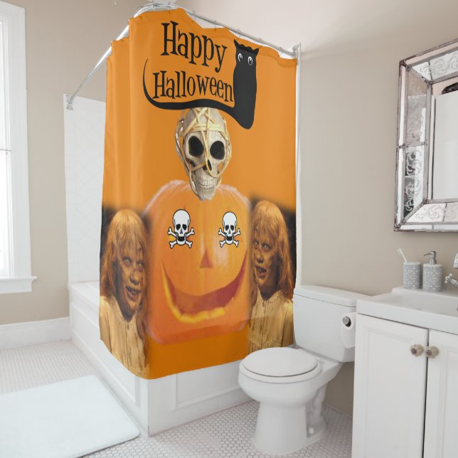 Halloween Shower Curtain Happy Halloween (In Situ)
