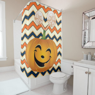 Halloween Shower Curtain, Pumpkin Shower Curtain