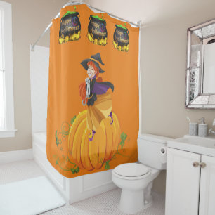 Halloween Shower Curtain, Pumpkin Shower Curtain