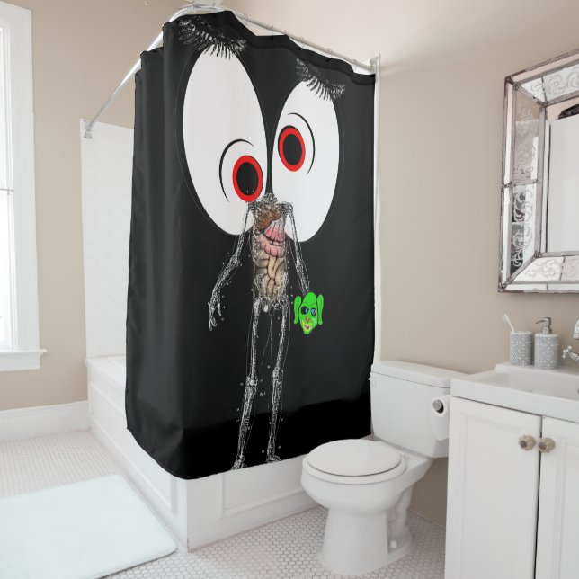 Halloween Shower Curtain Skeleton (In Situ)