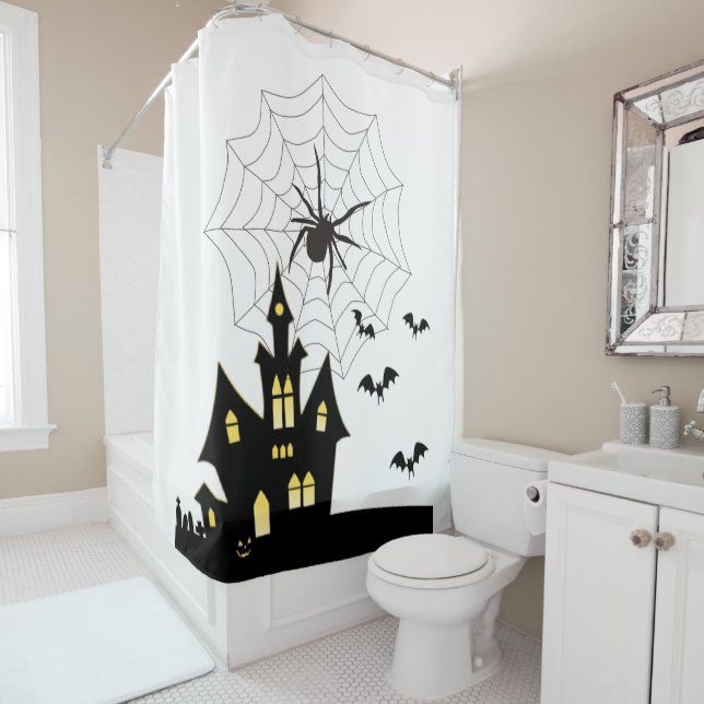 Halloween Shower Curtain Spider (In Situ)
