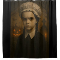 Halloween shower curtain: Wednesday Addams